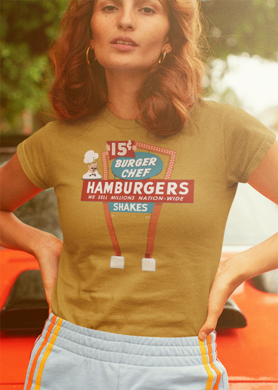 Burger Chef t-shirt. Vintage retro style. Old Gold Color by FubarShirts.com