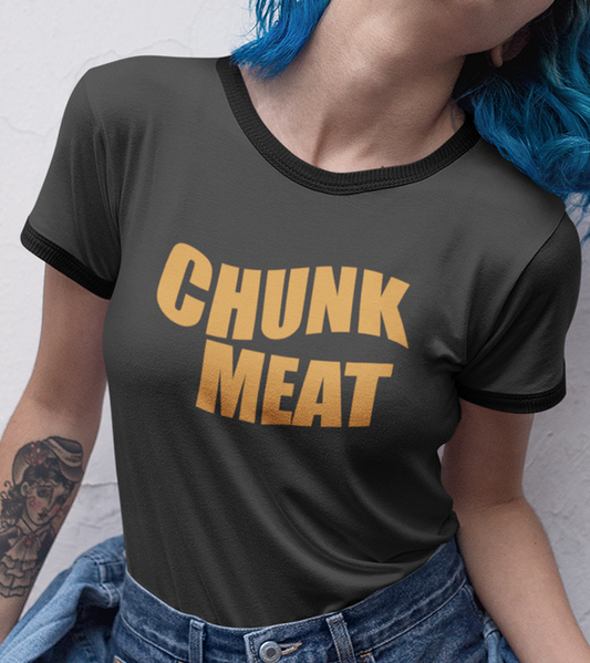 Chunk Meat Penny Tee - FubarShirts.com - Charcoal Ringer tee.
