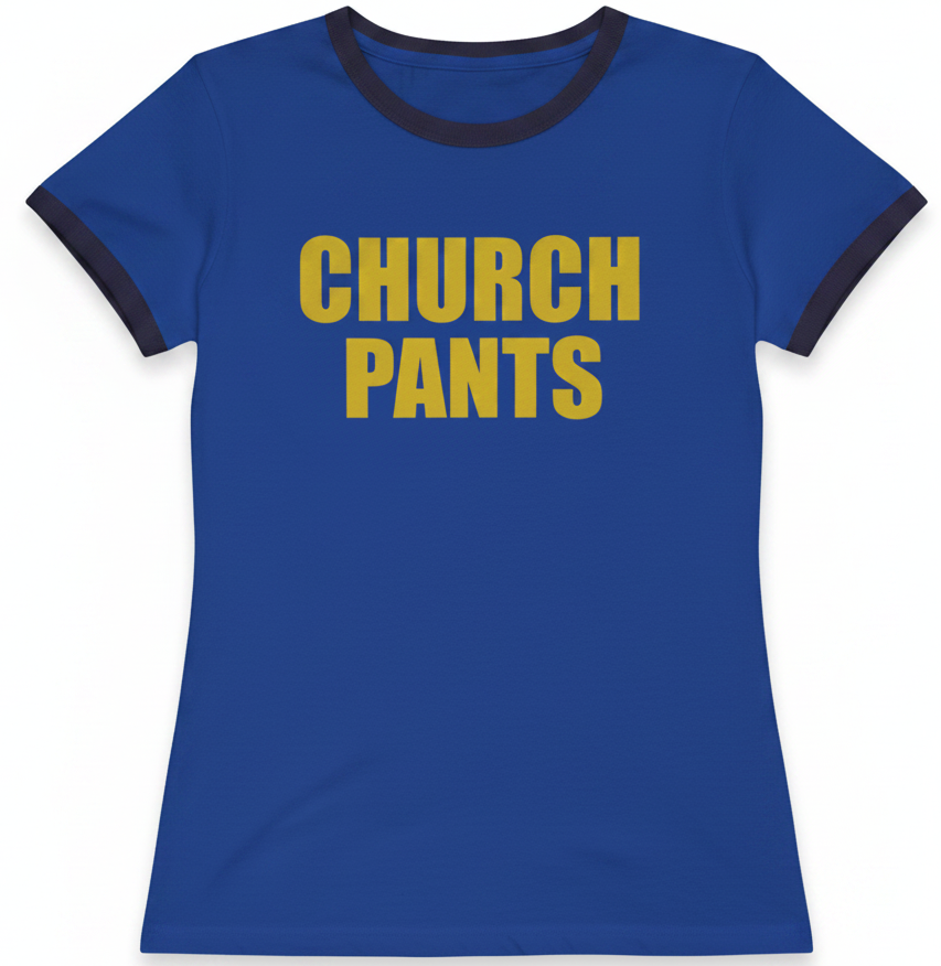 Penny Tee like the Penny Tees on ICarly. Church Pants shirt. blue. unisex. free shipping.