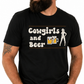 Cowgirls and Beer Black tee by FubarShirts.com. Unisex. Free Shipping. Premium Gildan Soft Style Cotton.