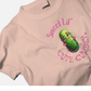 Sweet Lil' Cute-Cumber t-shirt. Peach color.  Free Shipping. FubarShirts.com - Closeup
