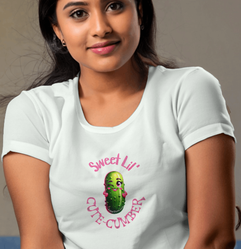 Sweet Lil' Cute-Cumber t-shirt. White. Free Shipping. FubarShirts.com