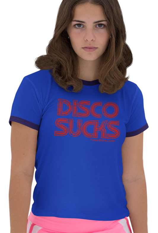 Disco Sucks retro 70s t-shirt. color - blue.