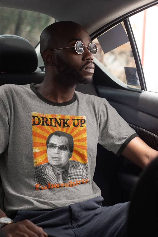 Jim Jones Drink Up T-shirt. Heather Ringer Tee. Vintage Retro 70s style.