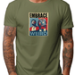 Embrace Weird Trump Vance T-shirt. Army Green. Free Shipping. 100% cotton.