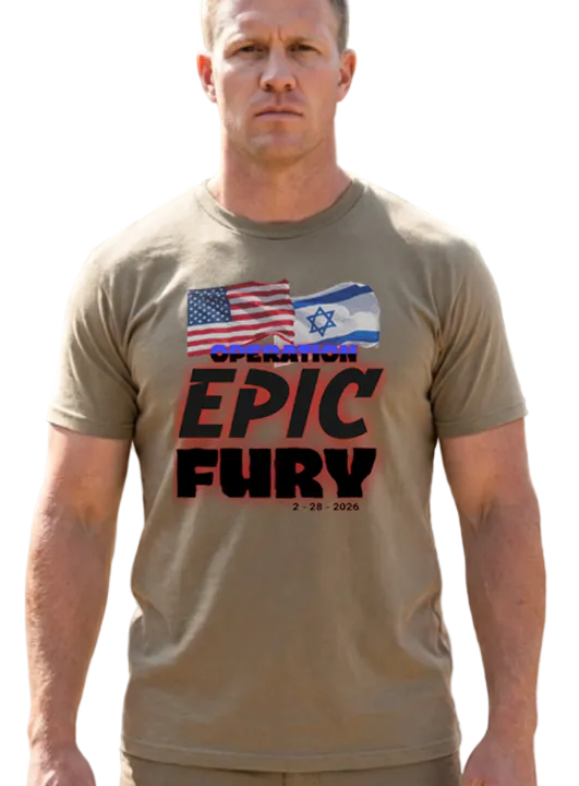 Operation Epic Fury T-shirt by FubarShirts.com. Premium Gildan Soft Style shirt. Unisex. Free Shipping. Khaki color.
