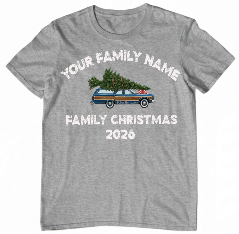 Custom Family Christmas T-shirt. Add your family name. Free Shipping. Unisex. Heather Grey Tee. Premium Gildan SoftStyle!