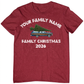 Personalized Custom Family Christmas T-shirt. Add your family name. Free Shipping. Unisex. Red Tee. Premium Gildan SoftStyle!