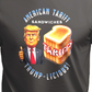 Funny new shirt. American Tariff Sandwiches. They are Trump-Licious!
Black t-shirt. Free Shipping.