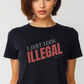 black t-shirt with 'I Just Look Illegal' text. Free Shipping. Unisex.