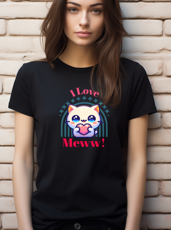 I Love Meww T-shirt. Kawaii. FubarShirts.com. Unisex fit. Free Shipping.