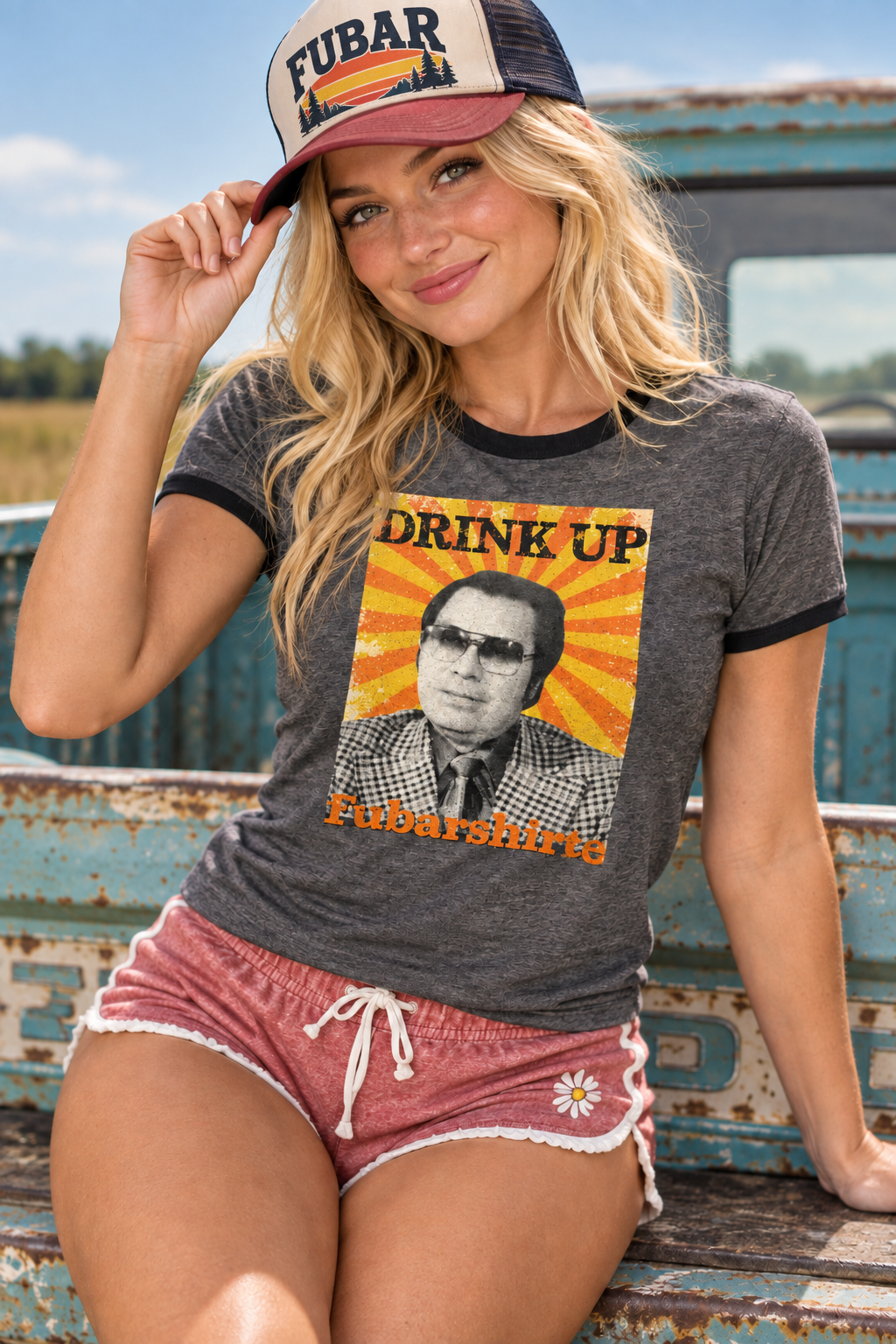 Jim Jones Drink Up T-shirt. Charcoal Ringer Tee. Vintage Retro 70s style.