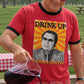 Jim Jones drink up shirt. Red with black trim. Ringer tee. 
