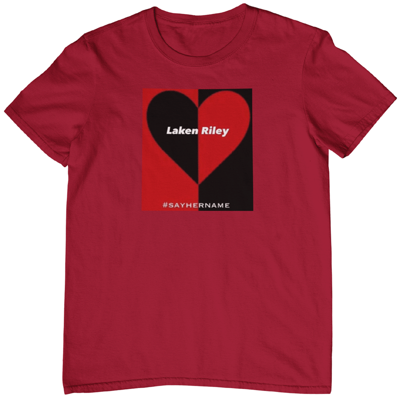 laken riley heart t-shirt. red tee.