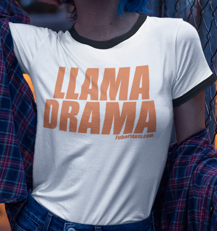 Llama Drama Penny Tee shirt - white tee - fubarshirts.com