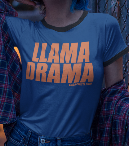llama drama penny tee t-shirt - blue shirt - fubarshirts.com