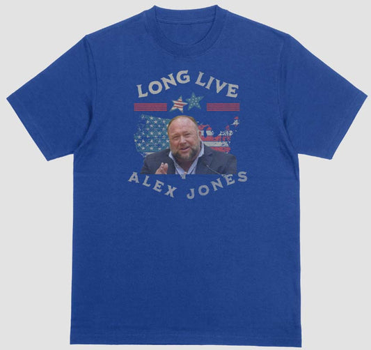 alex jones lives t-shirt. blue. unisex. fubarshirts.com