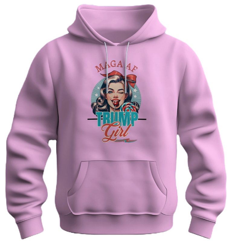 Pink MAGA AF Trump Girl Hoodie by FubarShirts.com. Preshrunk. Unisex. Free Shipping