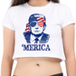 'Merica Crop Top T-shirt by FubarShirts.com. White. 