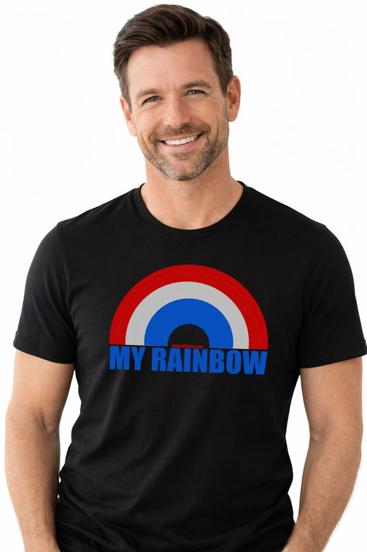 My Rainbow Patrot t-shirt. USA flag rainbow shirt. Unisex. Free Shipping. Gildan Soft Style Cotton. FubarShirts.com