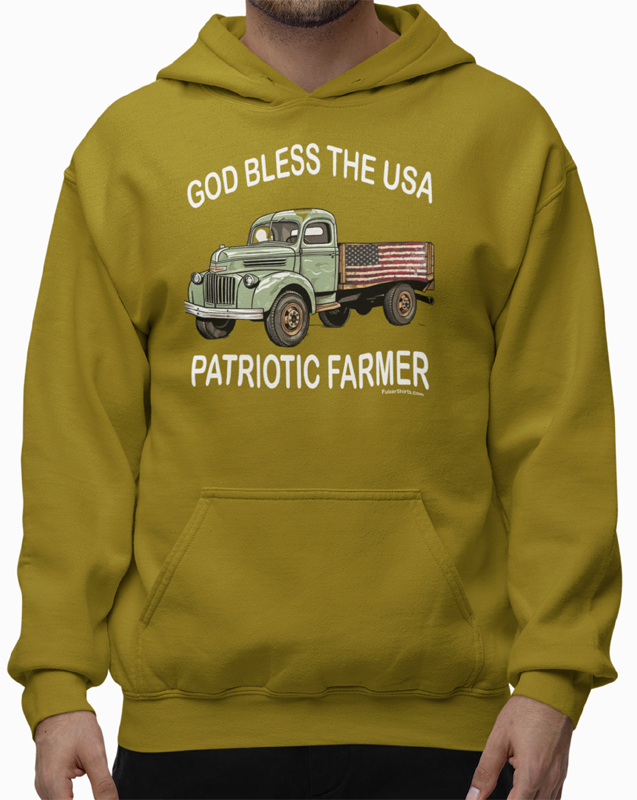Old Gold Patriotic Farmer Hoody. Hoodies. FubarShirts.com