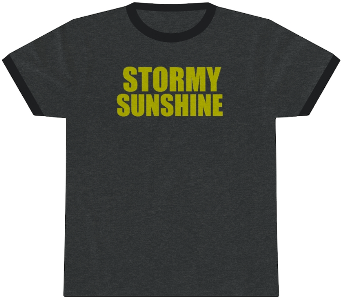 stormy sunshine penny tee. charcoal color. free shipping. unisex.