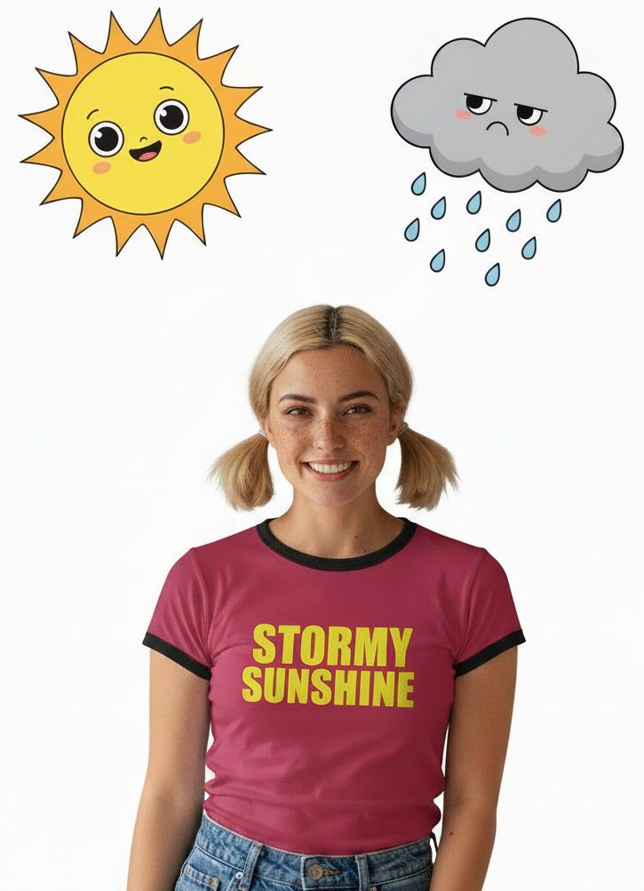 Penny Tee. Stormy Sunshine. FubarShirts.com. Unisex. free shipping.