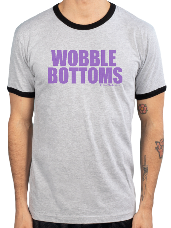 Wobble Bottoms Penny Tee from FubarShirts.com. Free Shipping. Ships fast. Made in USA. Heather grey t-shirt.