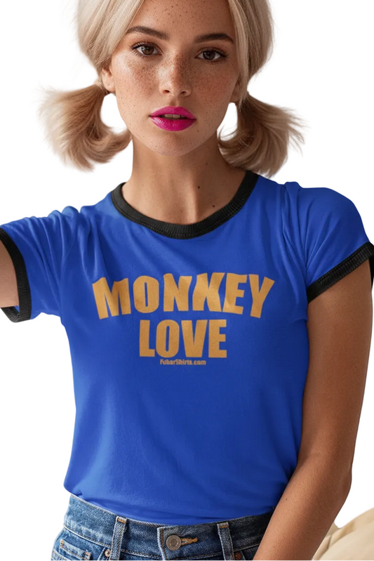 Monkey Love Penny Tee - Blue shirt - Fubarshirts.com - unisex - free shipping.