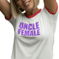 Uncle Female Penny Tee shirt. White tee, red trim. FubarShirts.com. Free shipping. Unisex.