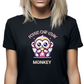 Potato Chip Lovin' Monkey. Fitted Tee. Black. Women's Junior Kawaii shirt.
