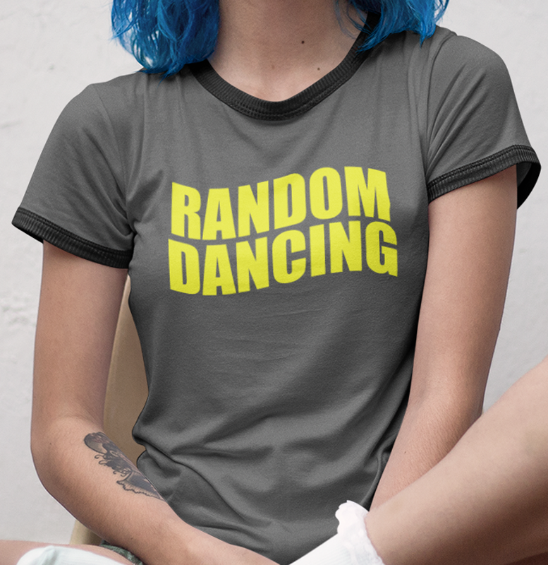 Charcoal colored Randon Dancing Penny Tee by FubarShirts.com