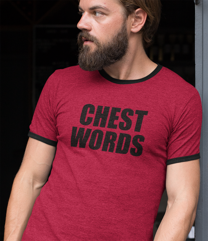 Chest Words Penny Tee. Red Tee. FubarShirts.com