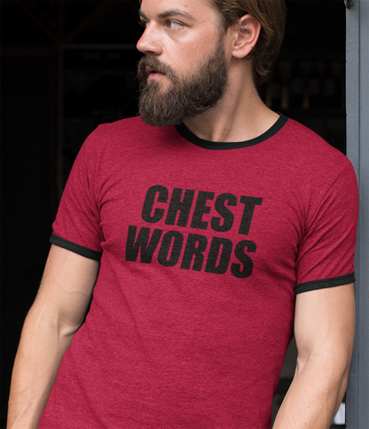 Chest Words Penny Tee. Red Tee. FubarShirts.com