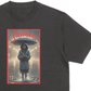 Closeup. Sadness Girl t-shirt. black tee. Girl blank stare as she stands under umbrella in pouring rain. Unisex. Free Shipping. FubarShirts.com