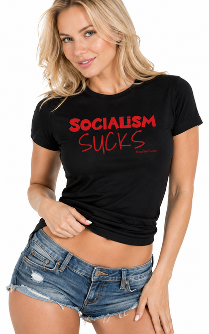 socialism sucks t-shirt. black tee. unisex. free shipping. premium soft gildan soft style cotton.