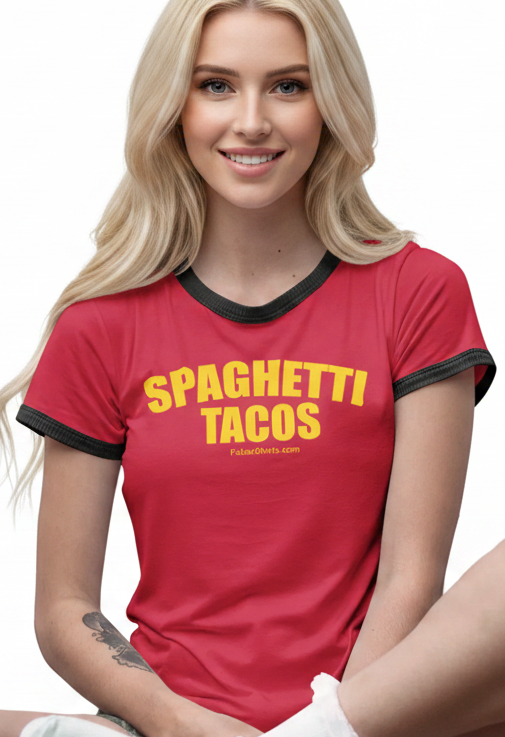 Red spaghetti tacos penny tee iCarly style - free shipping - unisex.