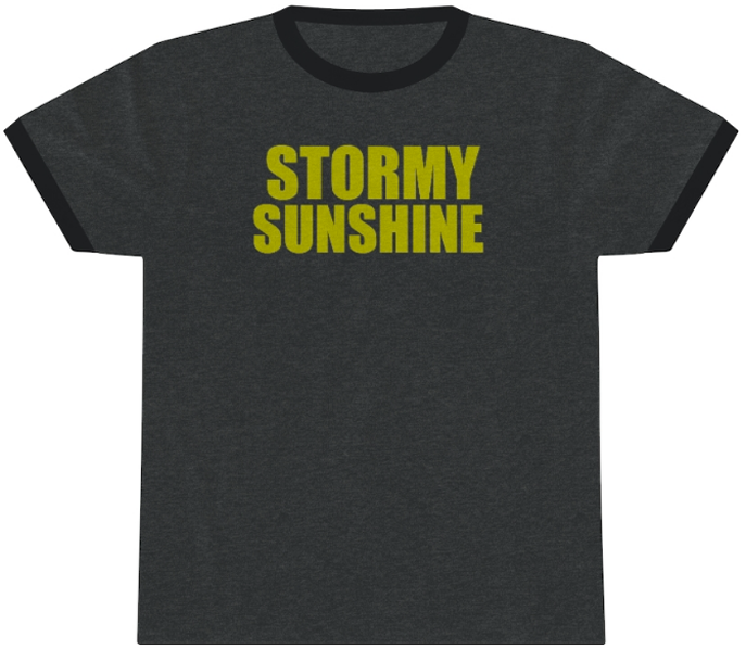 stormy sunshine penny tee. charcoal color.