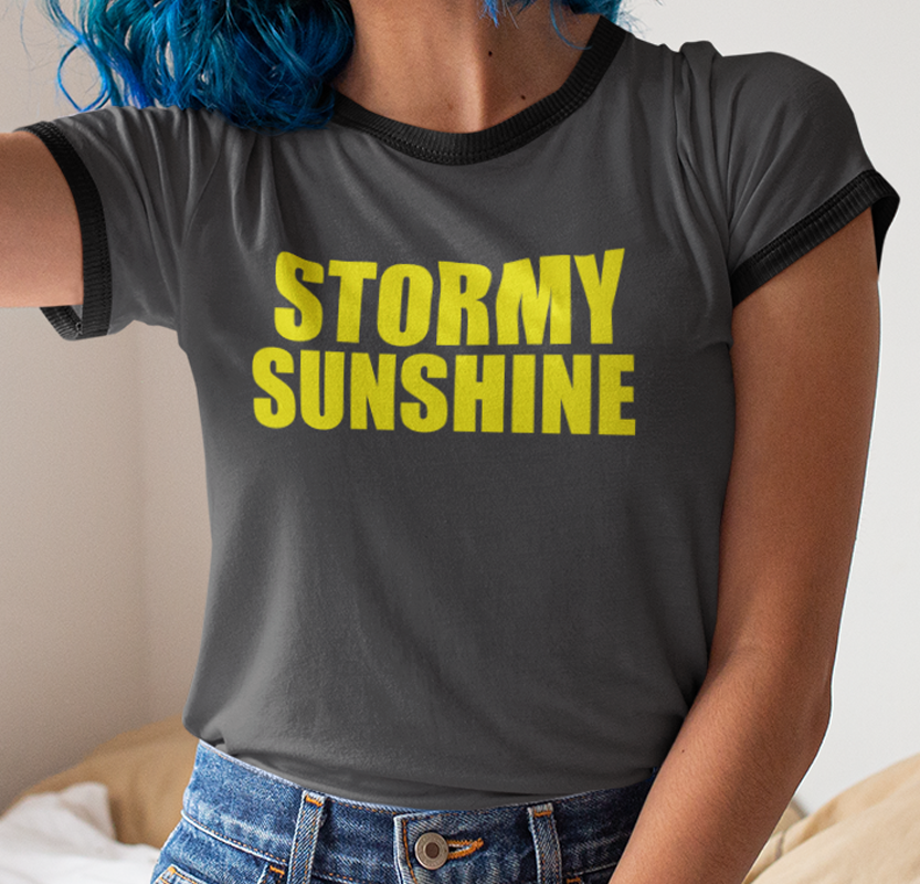 stormy sunshine penny tee fubarshirts.com - charcoal color.