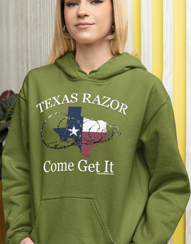 Army Green Texas Border Control Hoodie. Fubarshirts.com