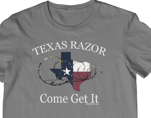 Texas Razor Come Get It t-shirt. Charcoal color. FubarShirts.com