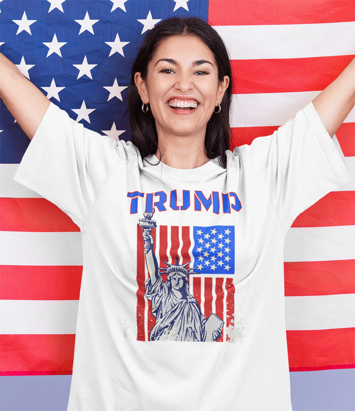 Our White Trump Liberty T-shirt. Trump for president. Unisex. Made in USA. FubarShirts.com