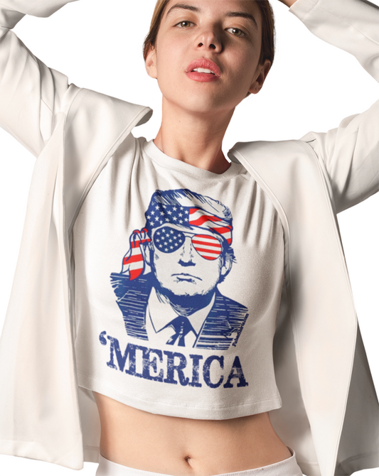 Donald Trump 'Merica 2024 Election T-shirt. Crop Top. By FubarShirts.com