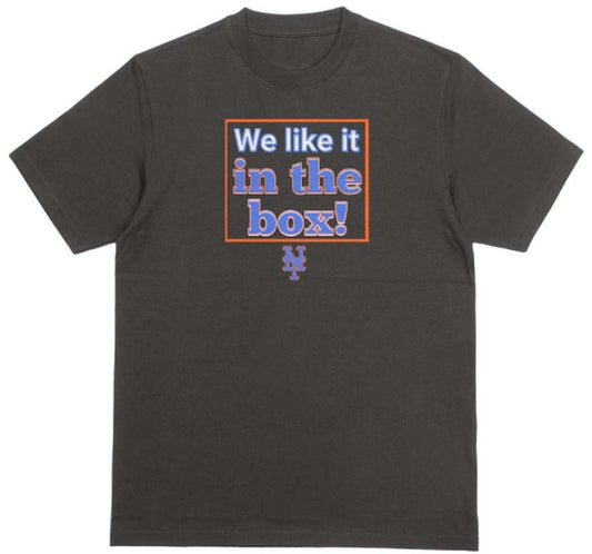 We Like It In The Box Mets T-shirt. Black.