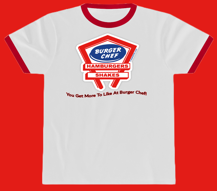 Burger Chef T-shirt. White ringer tee.