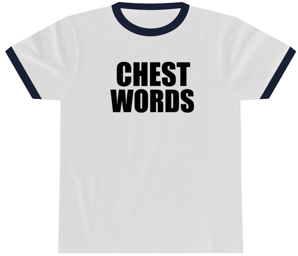 Chest Words Penny Tee | Like the shirts on ICarly | white and navy color | retro ringer shirt