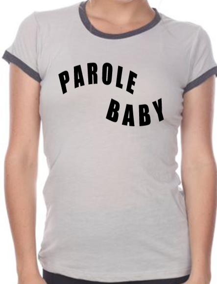 Parole Baby Penny Tee. Fitted silver color.