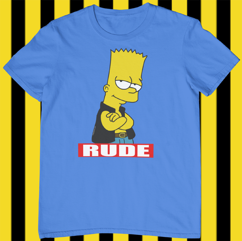 Bart Simpson RUDE t-shirt. Blue unisex tee.