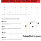 Crop Top T-shirt size chart.