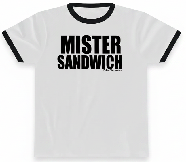 Mister Sandwich Penny Tee. White Shirt. Ringer Tee. Like ICarly shirts. Retro Vintage t-shirt. Free shipping.  Unisex.
